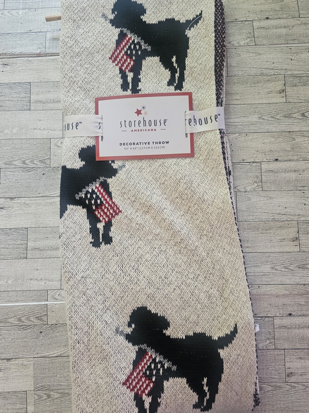 Storehouse Americana Patriotic Decorative Throw With Dog/Flag